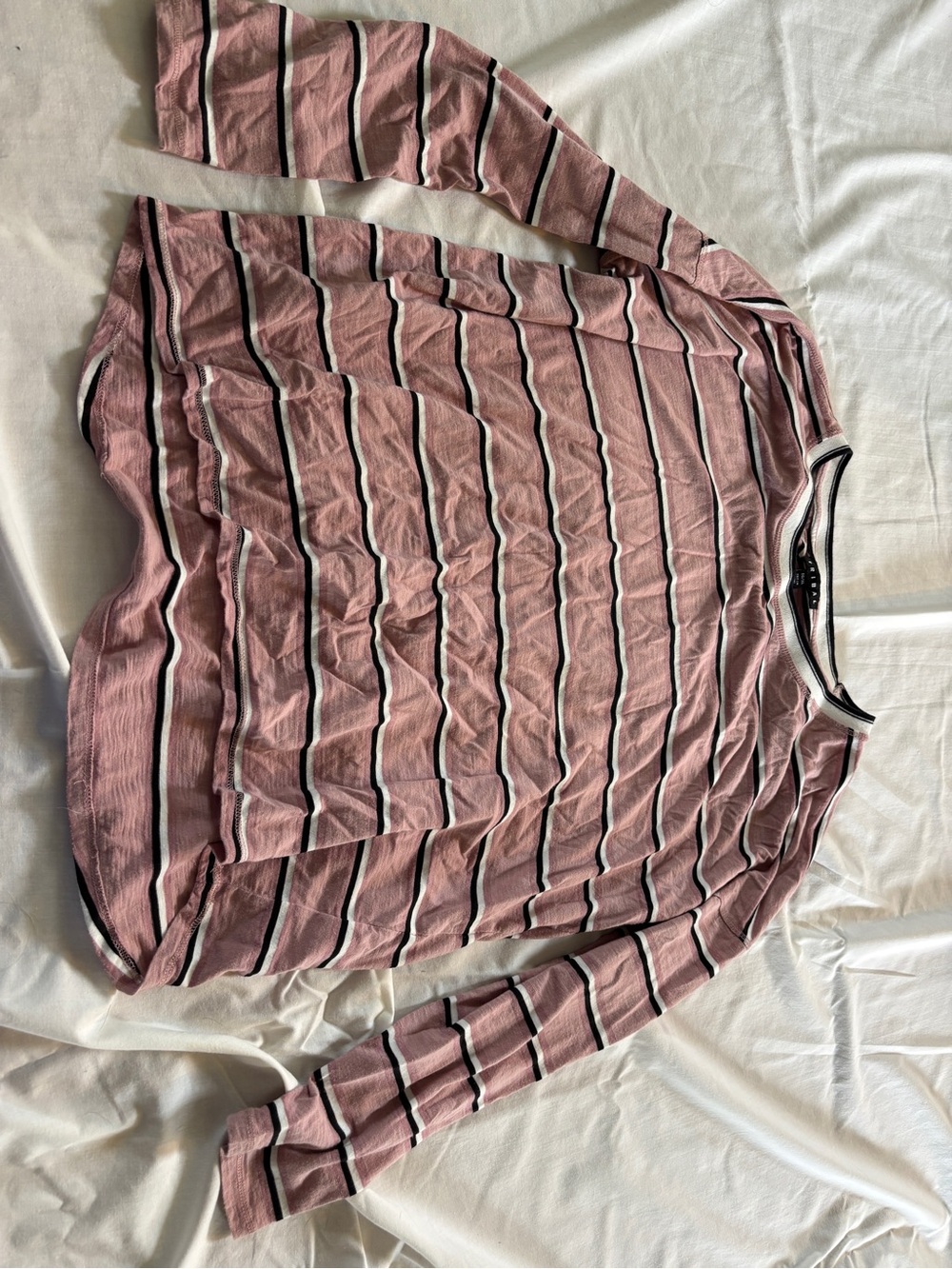 Tribal Pink Striped Long-Sleeve Crewneck Top